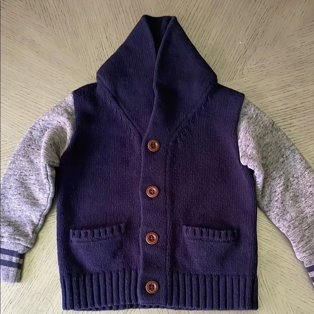 Gap Navy and Gray Button-Up Cardigan size 2